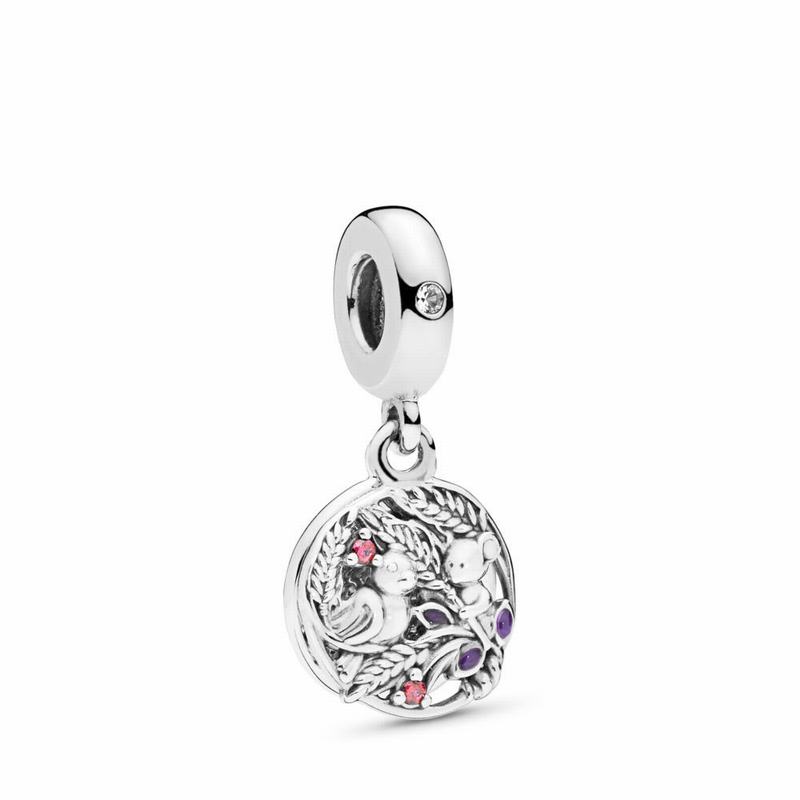 Pandora Always By Your Side Dangle Charm Ireland - Sterling Silver/Enamel/Purple/Cubic Zirconia - 63